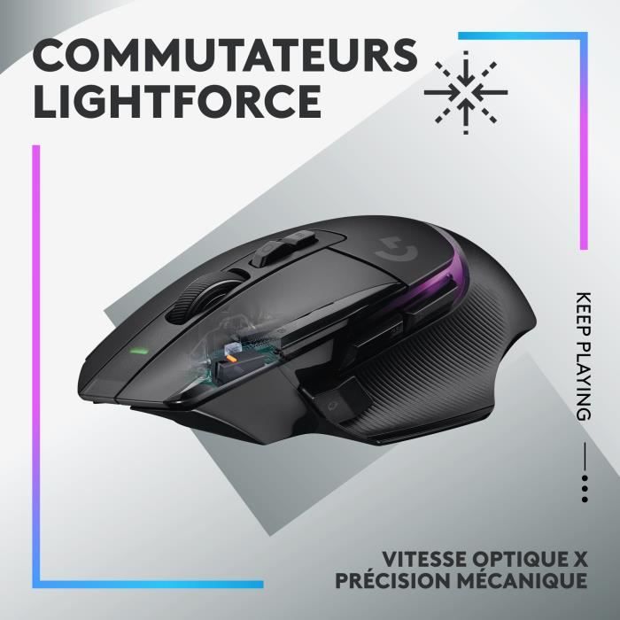 Souris gamer - Sans fil - Logitech G - G502 X Plus - Noir