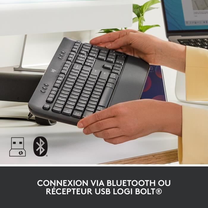 Clavier Logitech Signature K650, Clavier sans fil Ergonomique Entier avec Repose-Poignets - Graphite