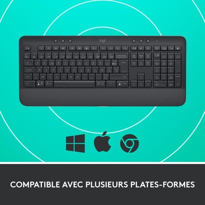 Clavier Logitech Signature K650, Clavier sans fil Ergonomique Entier avec Repose-Poignets - Graphite