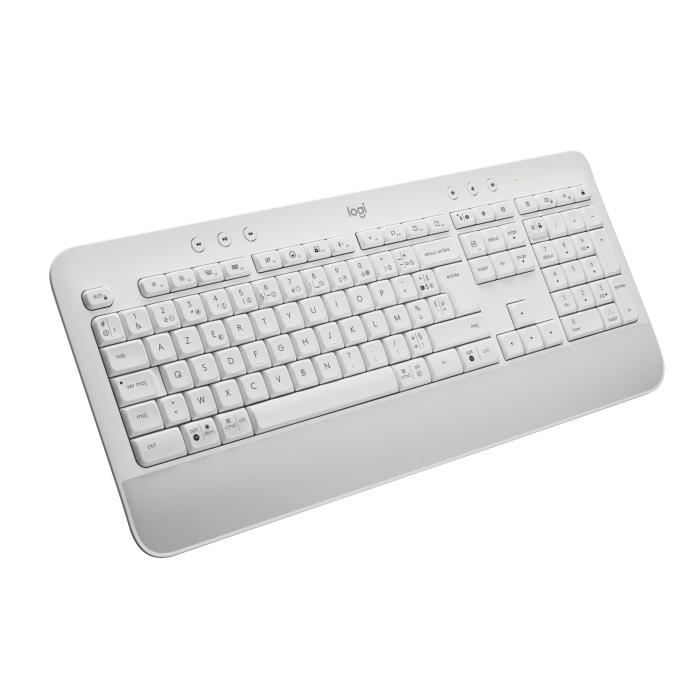 Clavier Logitech Signature K650, Clavier sans fil Ergonomique Entier avec Repose-Poignets - Blanc