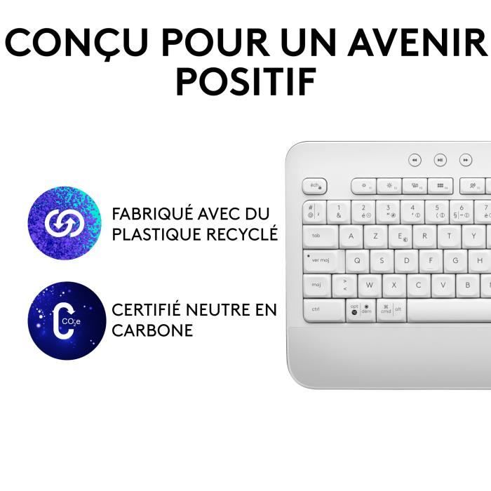 Clavier Logitech Signature K650, Clavier sans fil Ergonomique Entier avec Repose-Poignets - Blanc