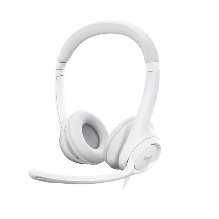 Casque - Filaire - Logitech - H390 - Stéréo, Microphone intégré, Antibruit - Blanc