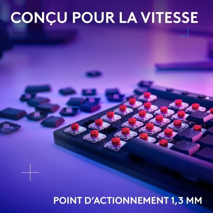 Clavier gamer - Sans fil - Logitech G  - G515 Lightspeed TKL - Switch GL Tactile - AZERTY - Noir