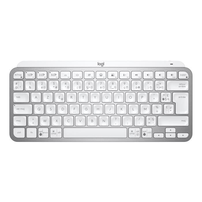 Clavier - Sans fil - Logitech - Mx Keys Mini - Rétroéclairé - AZERTY - Gris clair