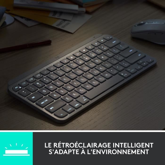 Clavier - Sans fil - Logitech - Mx Keys Mini - Rétroéclairé - AZERTY - Gris clair