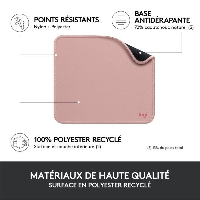 Tapis de souris - Logitech - Série Studio - Glissement facile - Rose