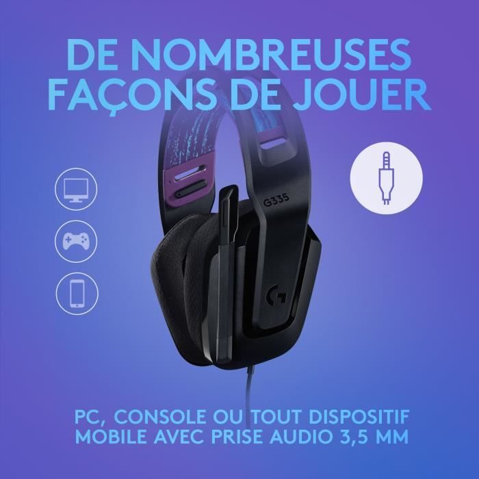 Casque gamer - Filaire - Logitech G - G335  - Léger - Noir