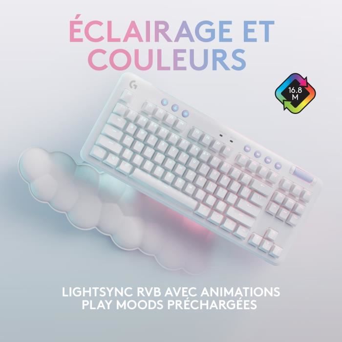 Clavier Gamer - Filaire - Logitech G - G715 - Mécanique - Repose-Poignet - Switch Tactile GX Brown - White Mist