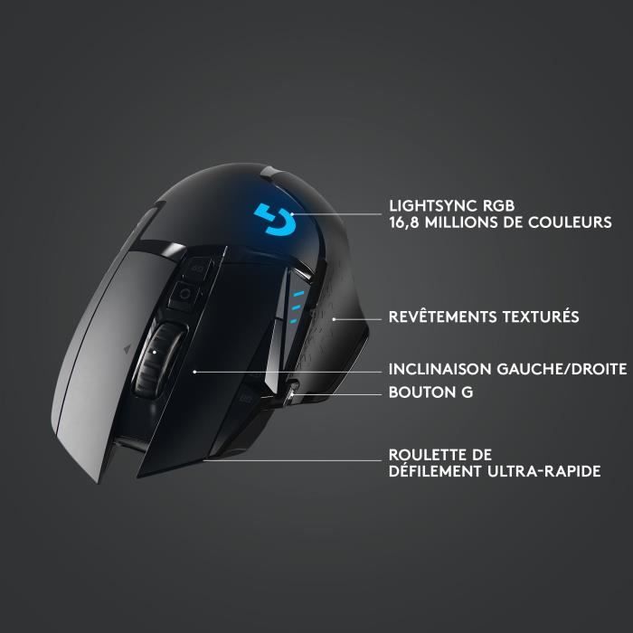 Souris gamer - Sans fil - Logitech G - G502 Hero - Noir