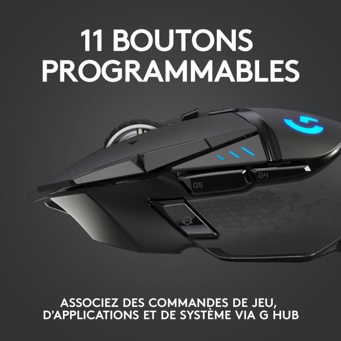 Souris gamer - Sans fil - Logitech G - G502 Hero - Noir