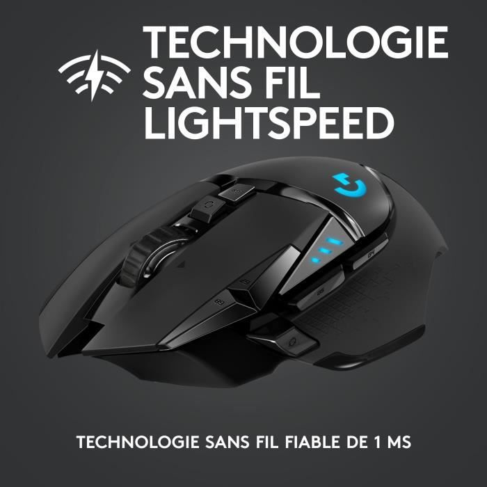 Souris gamer - Sans fil - Logitech G - G502 Hero - Noir