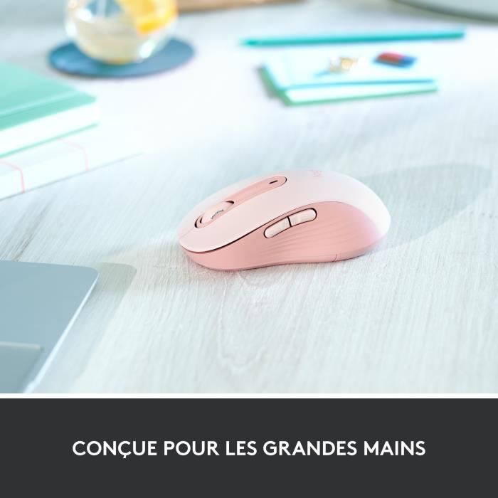 Souris - Sans fil - Logitech - Signature M650 - Grande taille, Silencieuse, Boutons programmables - Rose