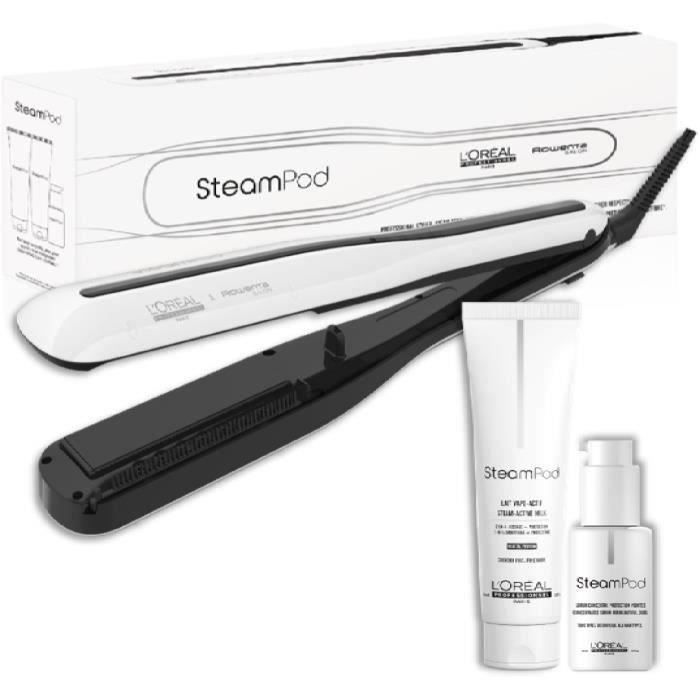 Pack Steampod 3.0 - L'Oréal Professionnel - UFR10011 - Lisseur vapeur professionnel 2 en 1 - Sérum - Soin vapo-activé - Blanc