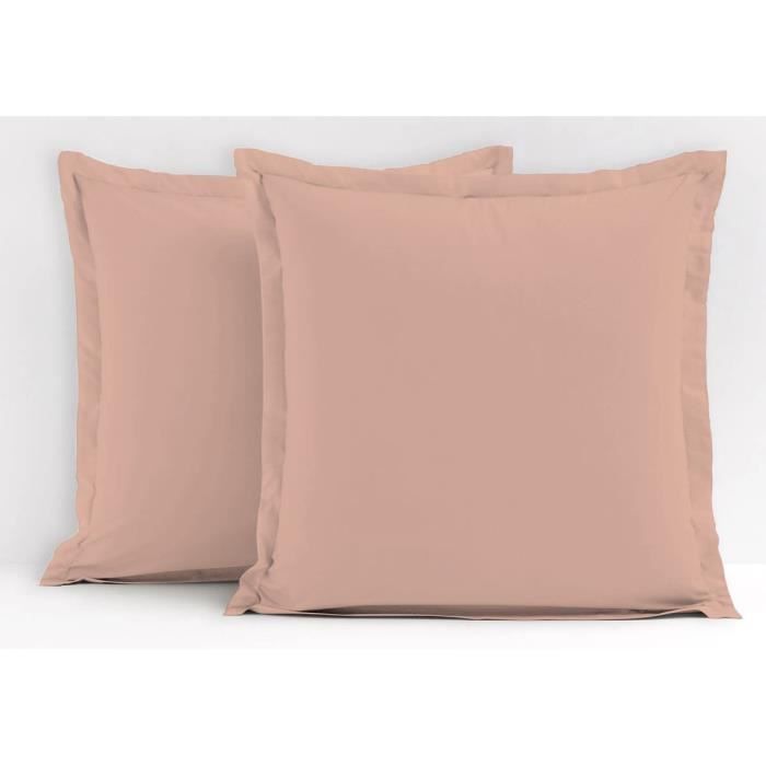 Lot de 2 taies d'oreiller - LOVELY HOME - LH71620 - 63 x 63 cm - Rose