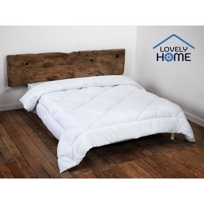 Couette 240 x 260 cm - LOVELY HOME - Chaude - 450 g/m² - Anti-acariens - 2 personnes - Blanc