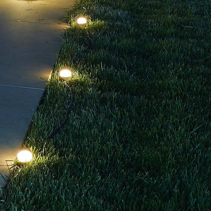 10 mini-spots lumineux solaires a piquer - LUMISKY - SOLIRAY - 12 m - LED blanc chaud - Balisage allée