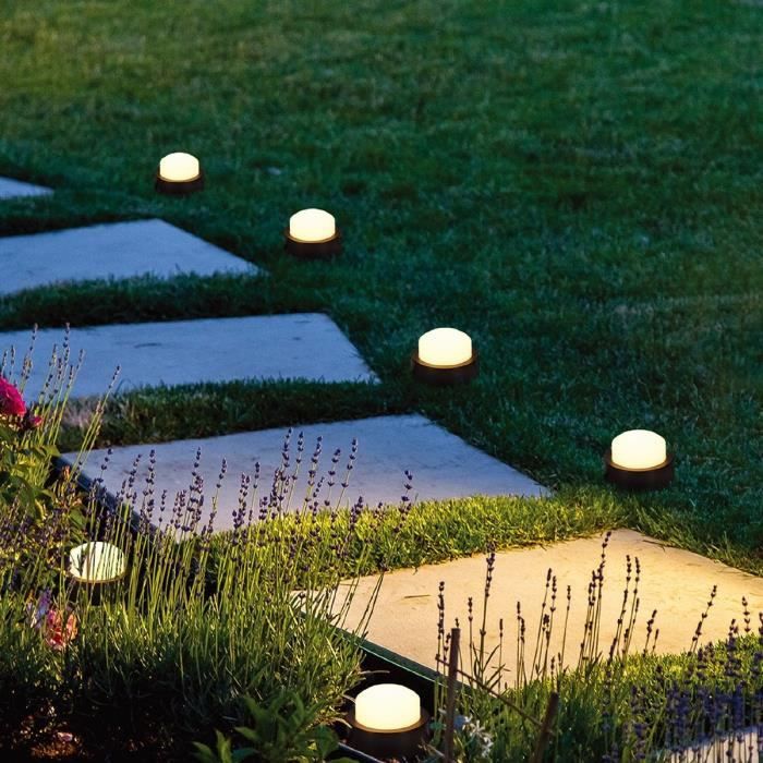 10 mini-spots lumineux solaires a piquer - LUMISKY - SOLIRAY - 12 m - LED blanc chaud - Balisage allée