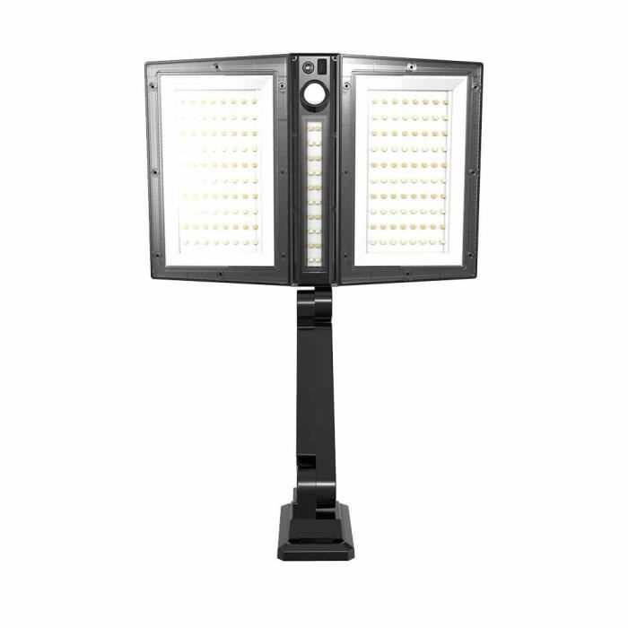 Spot solaire - LUMISKY - CLIPPER BLACK - 37 cm - 2 tetes noir - Détecteur de mouvement orientable - LED blanc