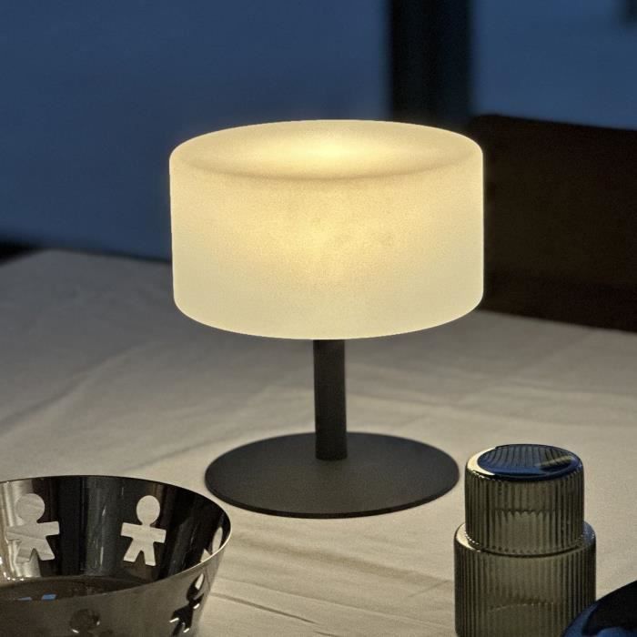 Lampe de table sans fil - LUMISKY - ATLAS Rock - H20 cm - Pied en acier - Gris - LED blanc chaud et blanc