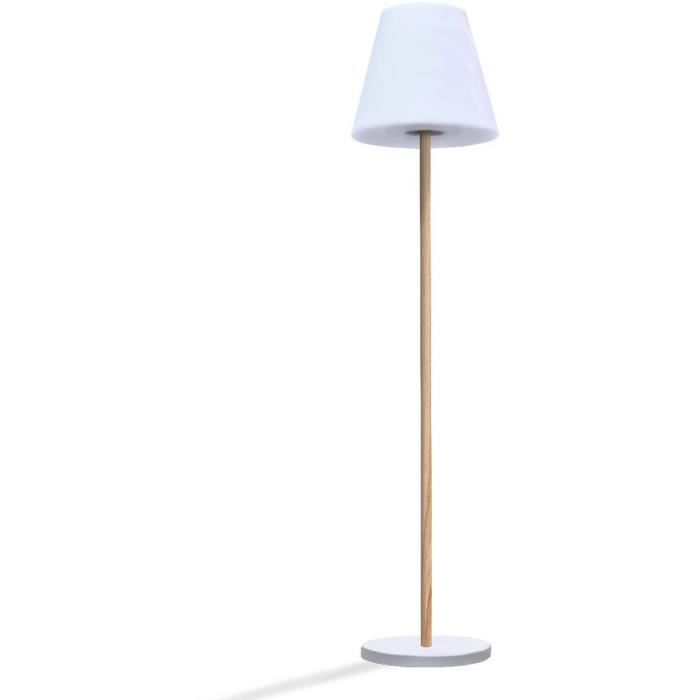 Lampe de table solaire et rechargeable - LUMISKY - STANDY MINI WOOD SOLAR - H25 cm - LED blanc chaud et blanc dimmable