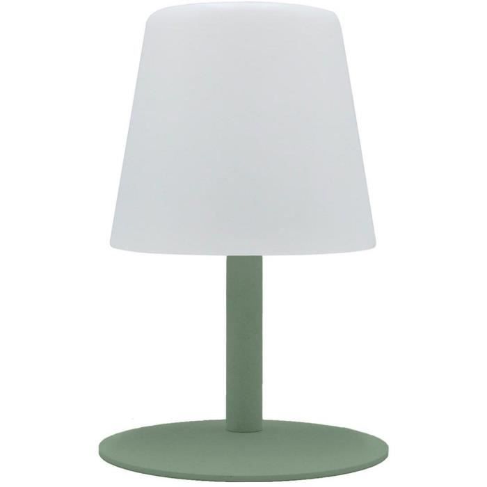 Lampe de table sans fil - LUMISKY - STANDY MINI Olive - H25 cm - Pied en acier vert olive - LED blanc chaud et blanc