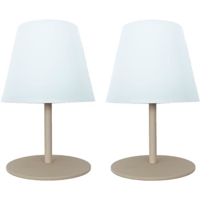 Set de 2 lampes de table sans fil - LUMISKY - TWINS - Cream - H16 cm - LED