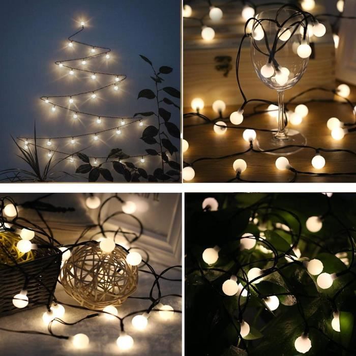 Guirlande lumineuse solaire Billy - LUMI JARDIN - 60 LED - 6,9 cm - Blanc chaud