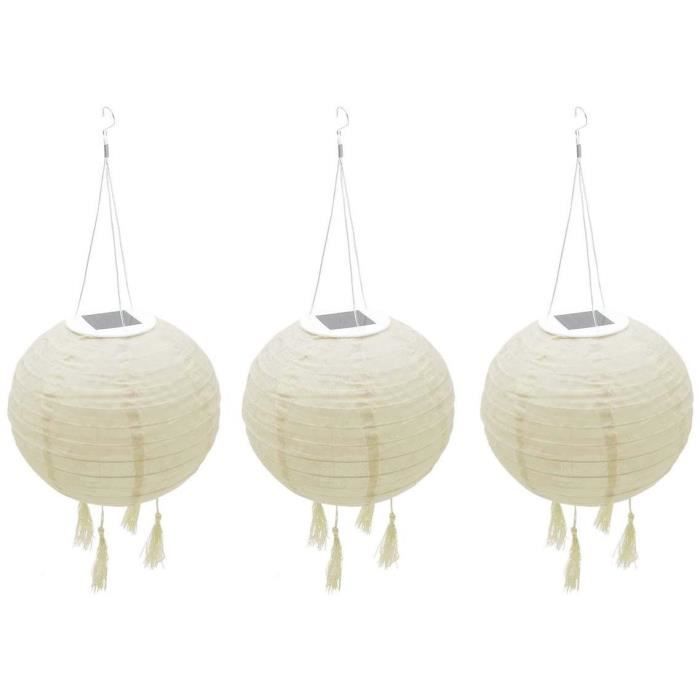 Suspension solaire LED - LUMISKY - HIMALAYA - Ø30cm - Beige, creme et mariage festif - Autonomie 8h