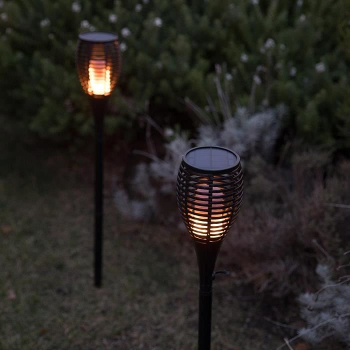 Lot de 2 mini torches solaires Maity Sun - LUMI JARDIN - LED - H 70 cm - Blanc chaud