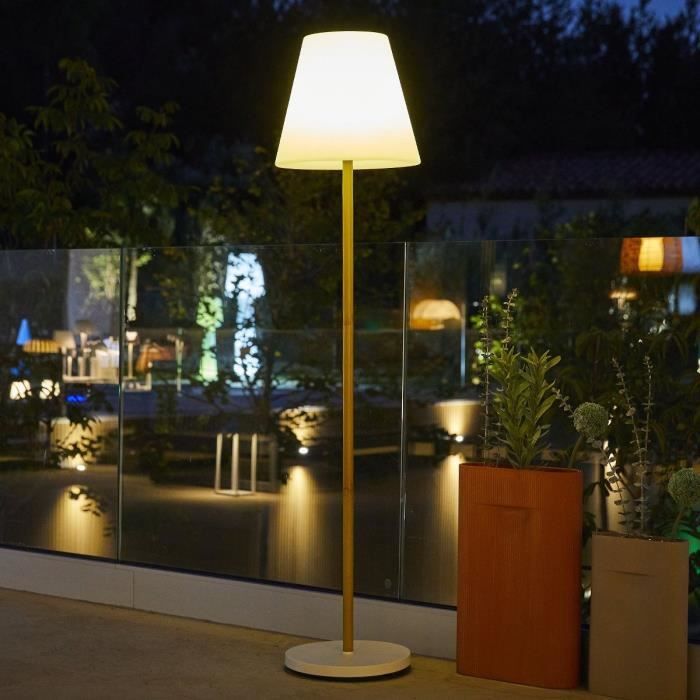 Lampadaire solaire et rechargeable - LUMISKY - STANDY WOOD SOLAR - H150 cm - LED blanc chaud dimmable