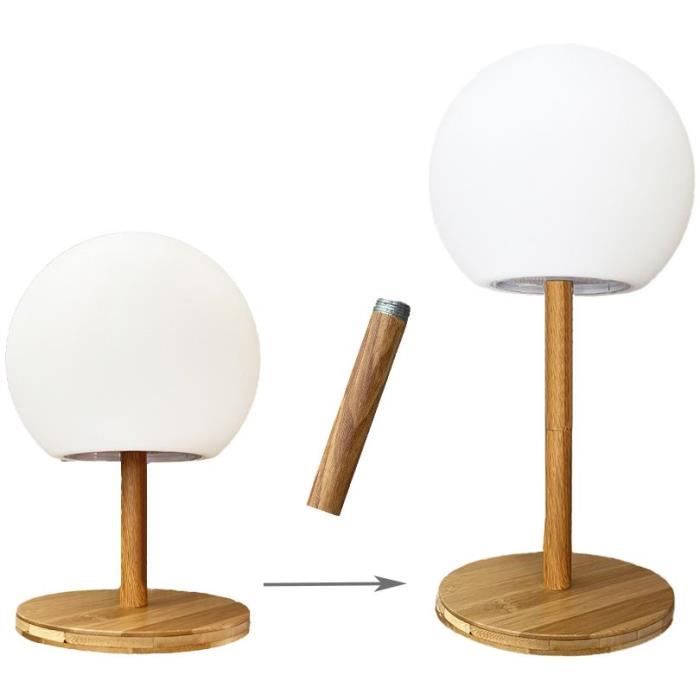 Lampe de table sans fil LUMISKY - pied en bambou extensible - LED blanc chaud/blanc LUNY