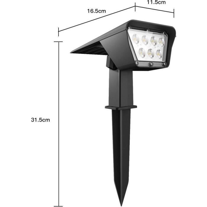 Lot de 2 spots solaires projecteur 2 en 1 a piquer ou a fixer - LUMISKY - CURTIS - H31.5 cm - LED blanc