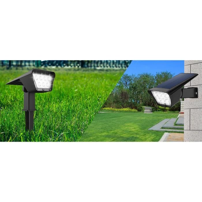 Lot de 2 spots solaires projecteur 2 en 1 a piquer ou a fixer - LUMISKY - CURTIS - H31.5 cm - LED blanc