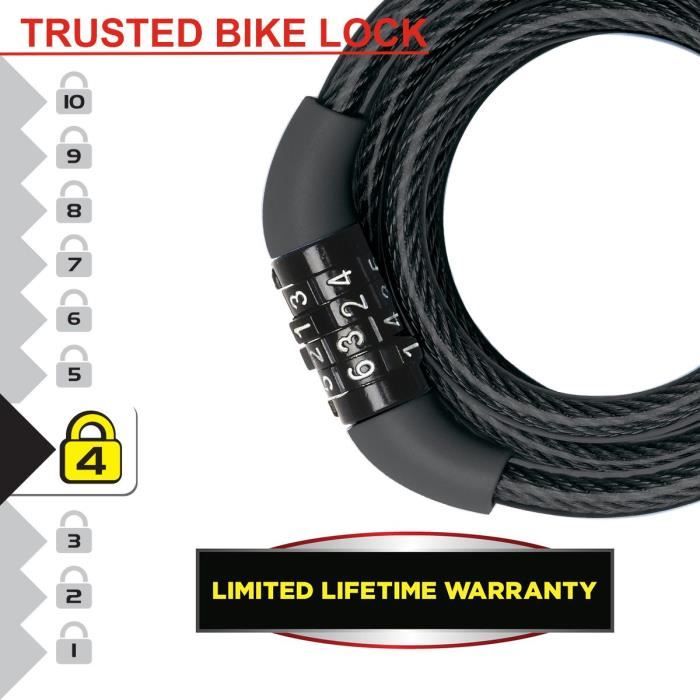 MASTER LOCK Cable Antivol Vélo - 1,2 m câble