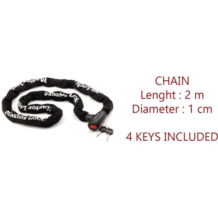 MASTER LOCK Chaîne Antivol Moto - 2 m chaîne - Idéal pour les Motos et Scooters