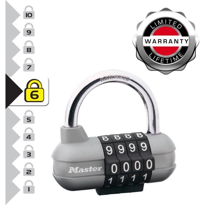 Cadenas a Combinaison - MASTER LOCK - 1520EURD - Gris - 5,9 x 6,4 x 2,6 cm