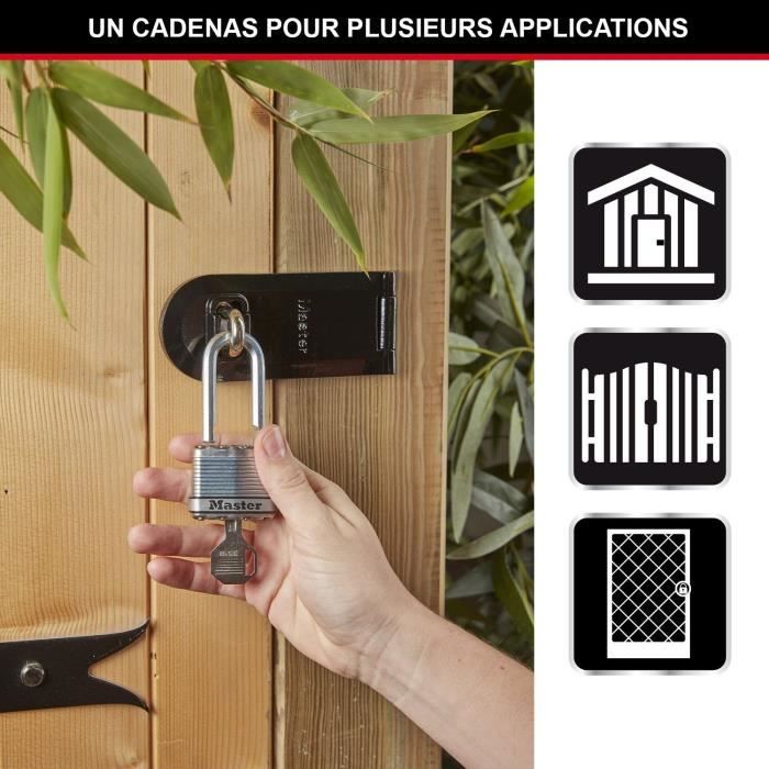 Cadenas Haute Sécurité - MASTER LOCK - M1EURDLFCC - A Clé - Acier Laminé - Extérieur - Anse M