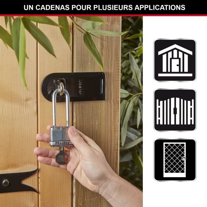 Cadenas Haute Sécurité - MASTER LOCK - M1EURTRILH - A Clé - Acier Laminé - Extérieur - Anse L - Pack de 3 - Idéal pour les remises