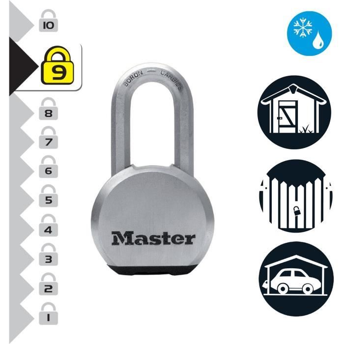 Cadenas Haute Sécurité a Clé en Acier Inoxydable avec Anse Longue pour l'Extérieur - MASTER LOCK M830EURDLH