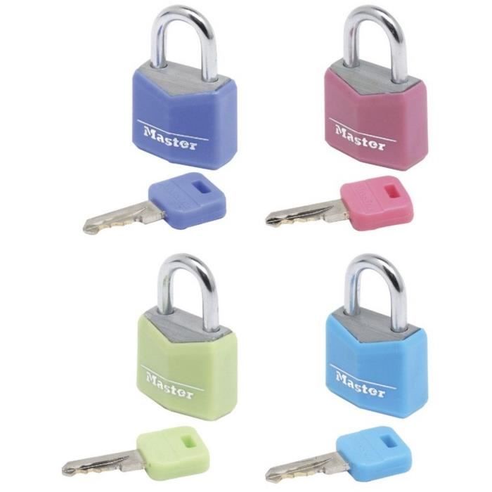 Petits Cadenas - MASTER LOCK - 9120EURQCOLNOP - Clés communes - Pack Familiale de 4 - Couleurs assorties