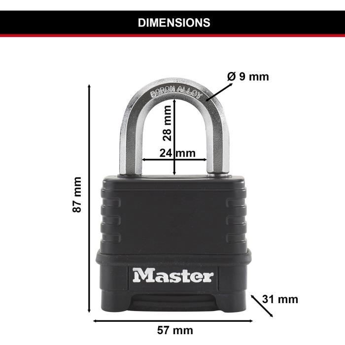 Master Lock Cadenas a combinaison Excell Zinc 57 mm Noir M178EURD