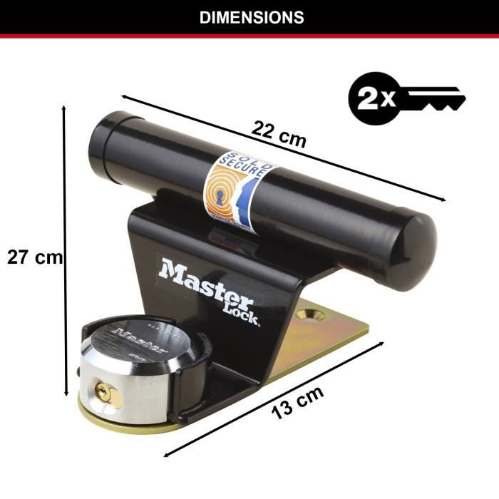 Antivol pour porte de garage basculante - MASTER LOCK - Barre de sécurité en acier - Cylindre a 6 goupilles