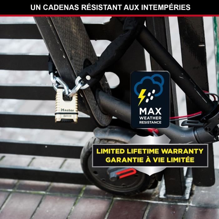 Cadenas en Laiton Massif Haute Sécurité - MASTER LOCK - M1177EURDCC - Anse Protégée - a Combinaison - Ultra Résistant et