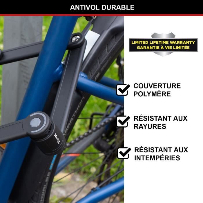 Antivol Vélo Pliable - MASTER LOCK - 8335EURDPRO - Acier Trempé, 4 Clés, Support Inclus