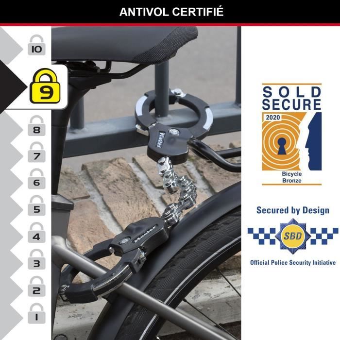 Antivol Masterlock Menottes Antivol Street Cuff  en acier chromé