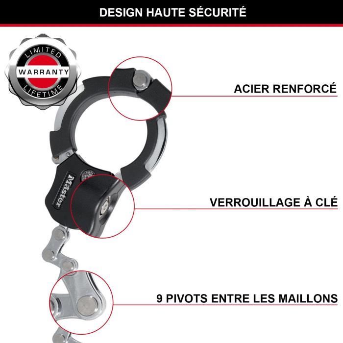 Antivol Masterlock Menottes Antivol Street Cuff  en acier chromé