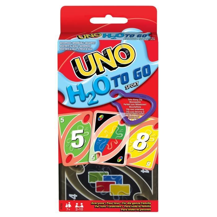 Mattel Games - UNO H20 TO GO - Uno Sport Jeu De Cartes - Jeu De Cartes Famille - 7 Ans Et + - P1703 - Jeux de cartes mattel uno P170