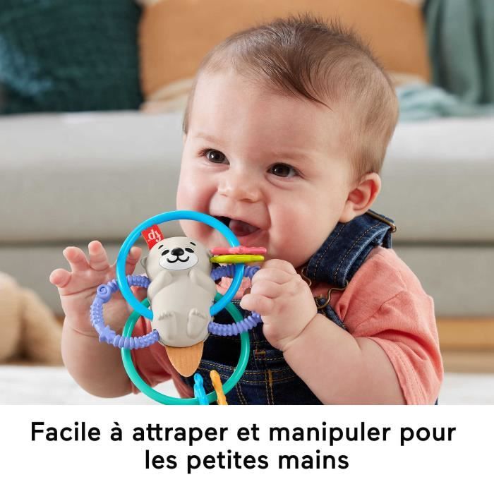 Hochet et jouet de dentition sans BPA pour nouveau-nés de Fisher-Price, Loutre a Tordre et Mordiller HJW12