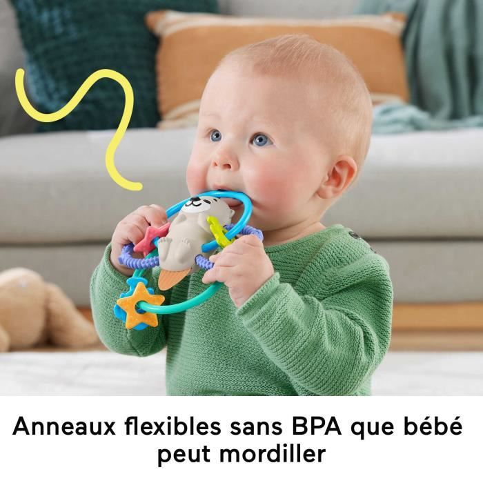 Hochet et jouet de dentition sans BPA pour nouveau-nés de Fisher-Price, Loutre a Tordre et Mordiller HJW12