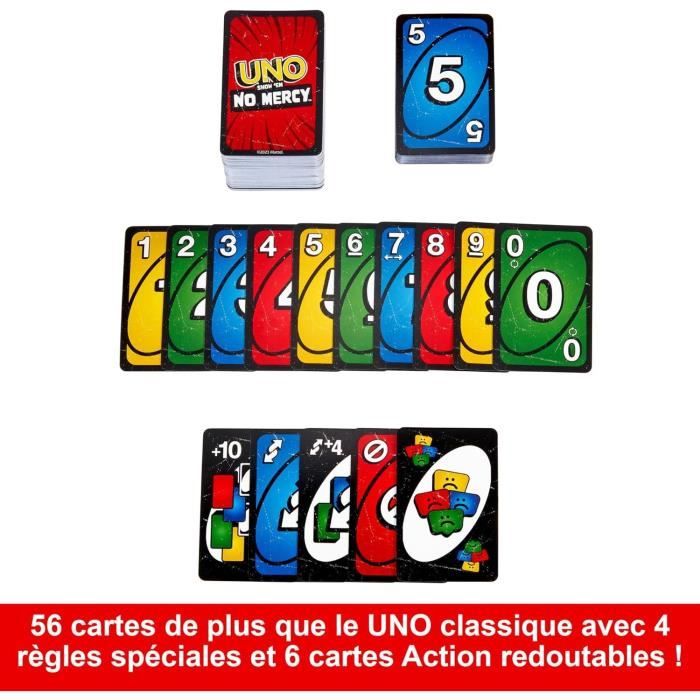 Mattel Games - UNO No Mercy-Jeu de cartes pour toute la famille, enfants et adultes HWV18